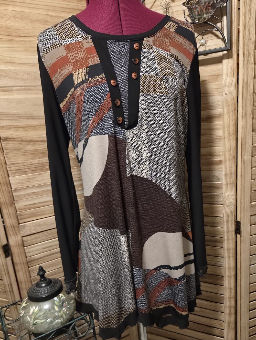 Talk Of The Walk L Art To Wear Tunic Black/Brown